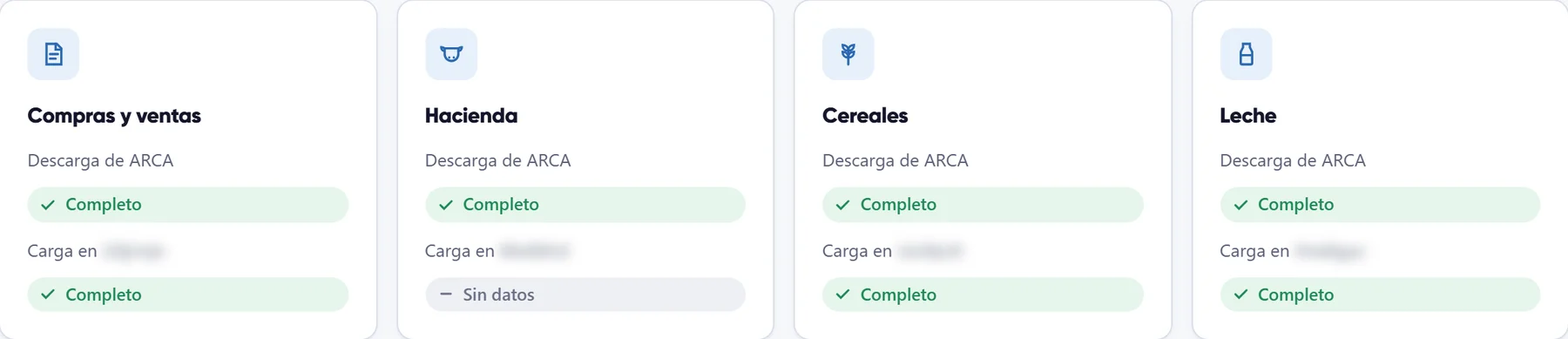 Estado del mes por proceso: descarga de ARCA y registro completos.